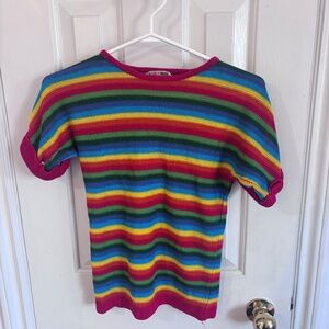 Vintage knit early 80s rainbow short sleeve sweater
